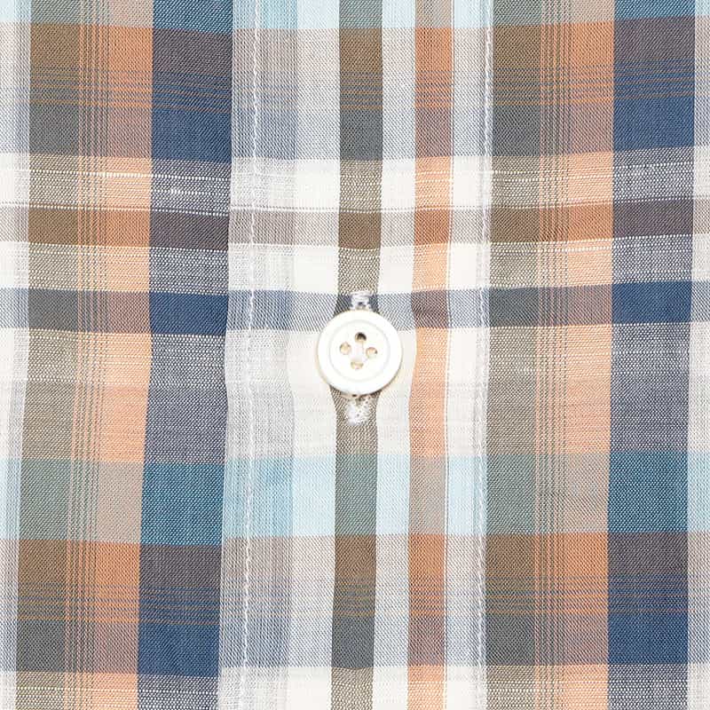 FINAMORE チェック柄コットンリネンシャツ "LUIGI" NAVY