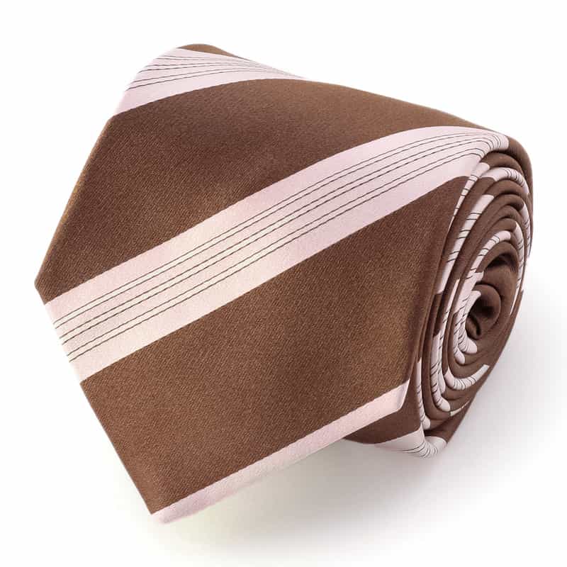 LUIGI  BORRELLI ストライプ柄タイ BROWN