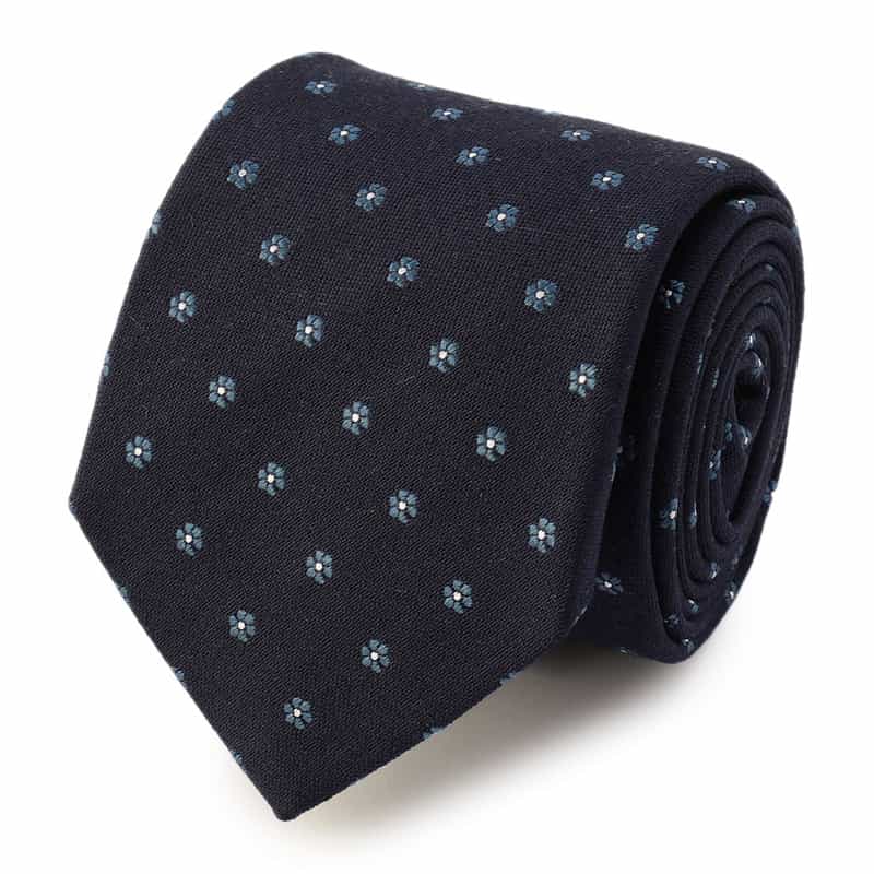 LUIGI  BORRELLI 小花柄タイ NAVY