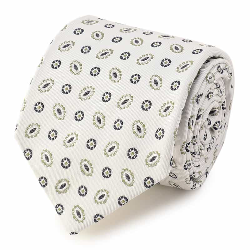 LUIGI  BORRELLI 小紋柄タイ WHITE