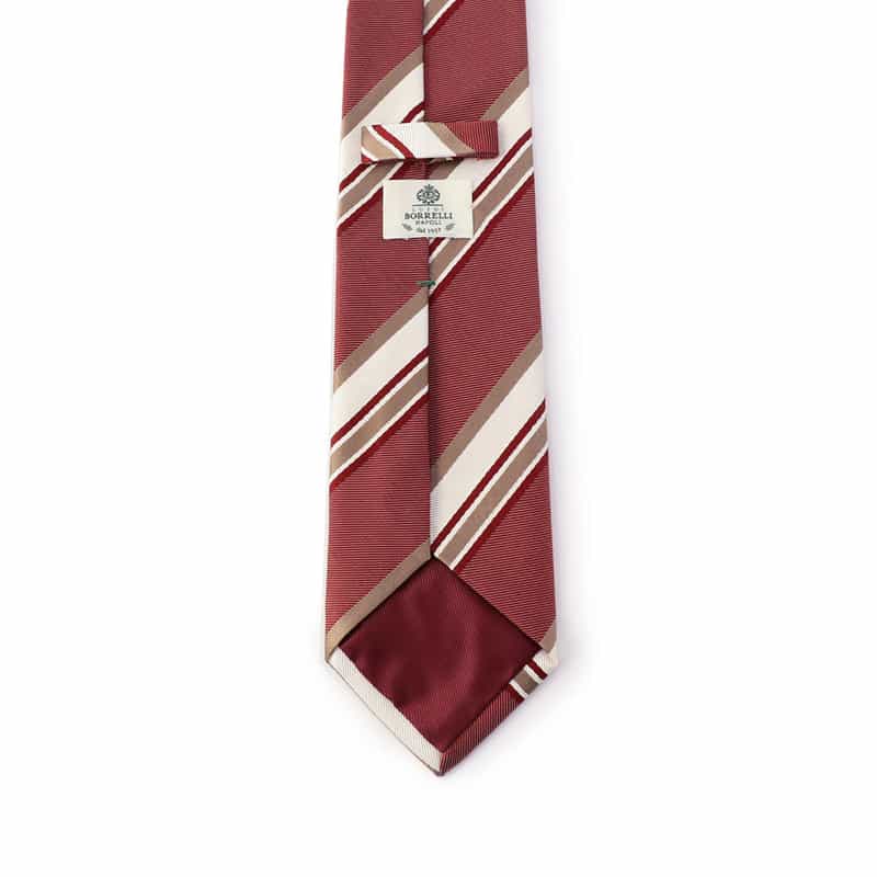 LUIGI  BORRELLI ストライプ柄タイ RED