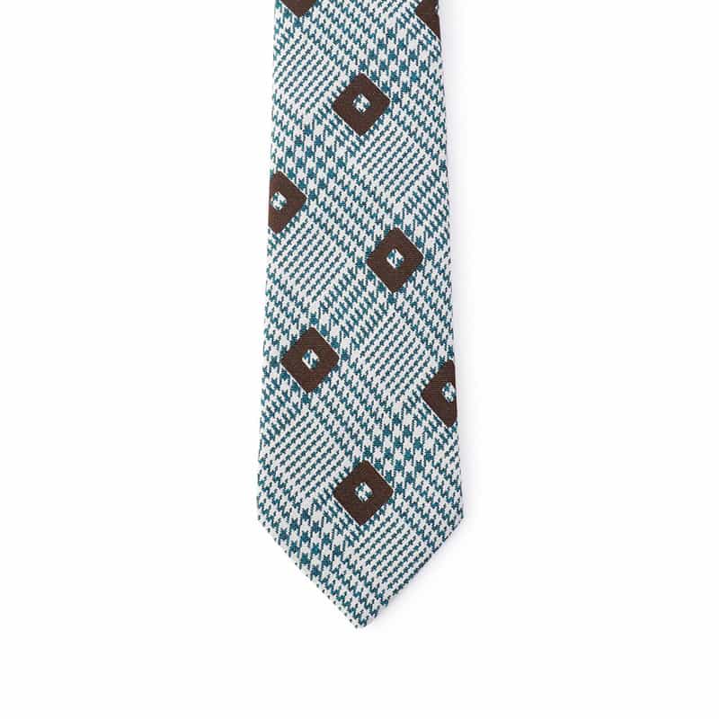 SEAWARD＆STEARN スクエア千鳥柄タイ BLUE