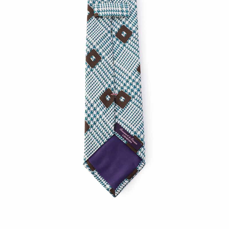 SEAWARD＆STEARN スクエア千鳥柄タイ BLUE