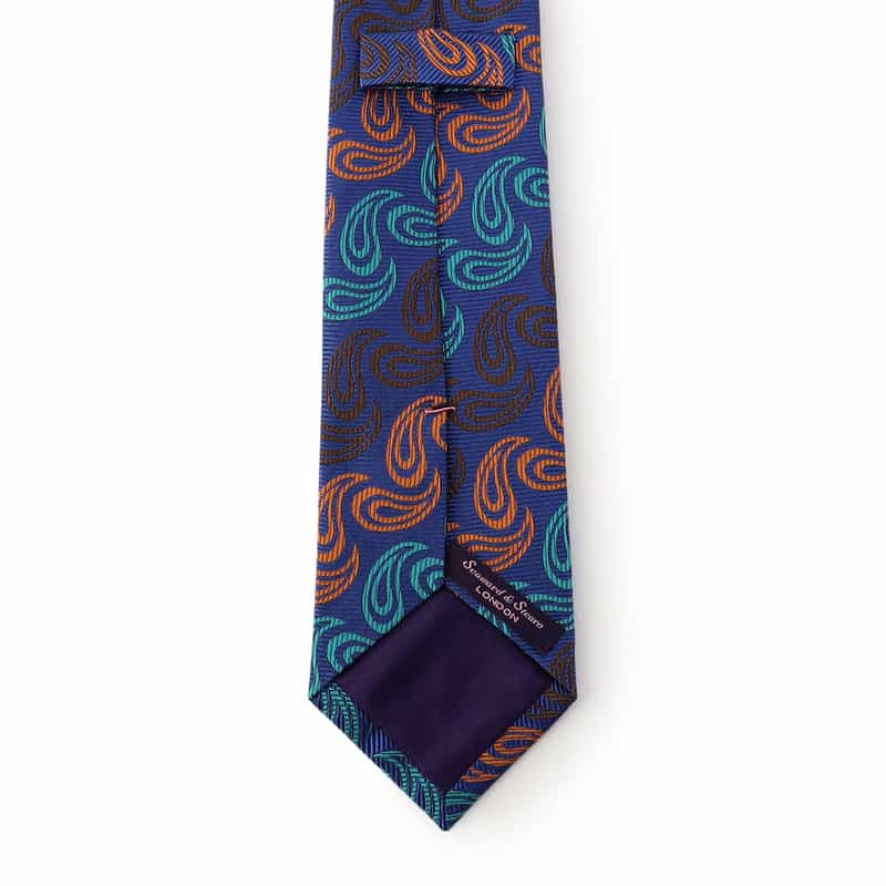 SEAWARD＆STEARN ペイズリー柄タイ BLUE