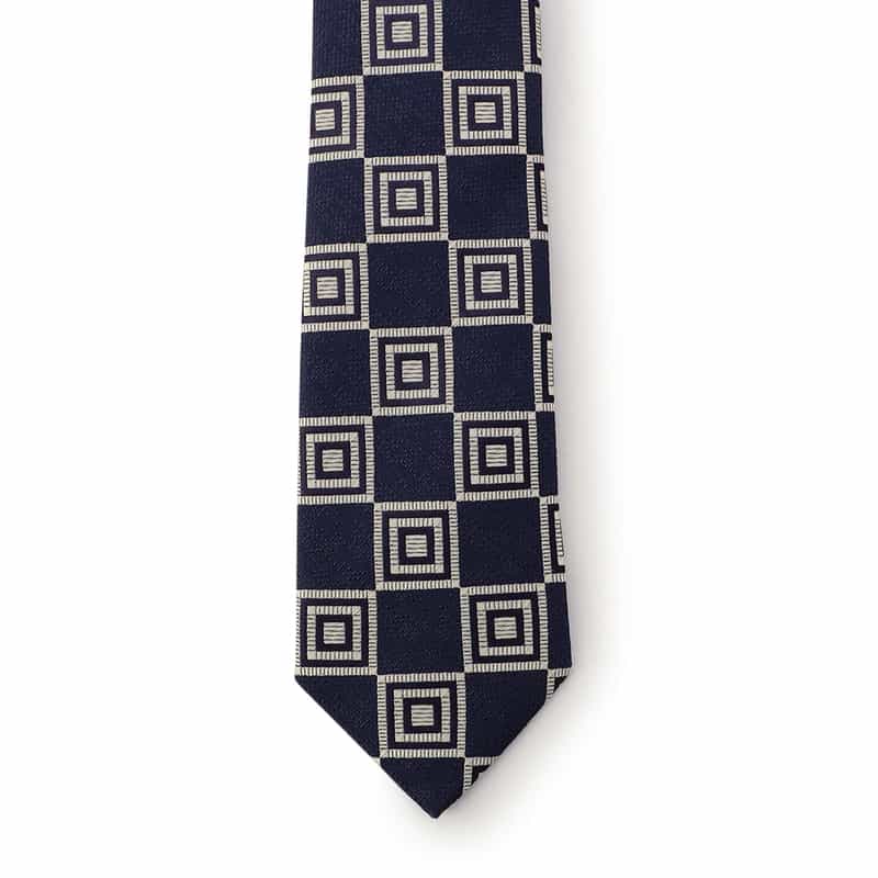 SEAWARD&STEARN スクエアチェッカー柄タイ NAVY
