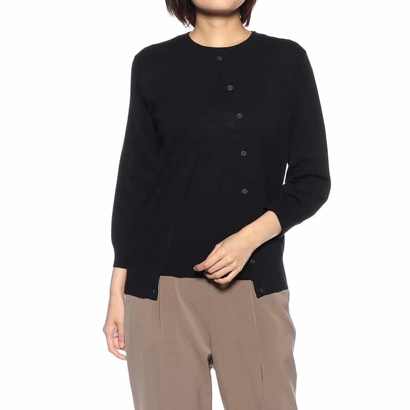 BARNEYS NEW YORK ウォッシャブル コットンニットカーディガン DARK NAVY