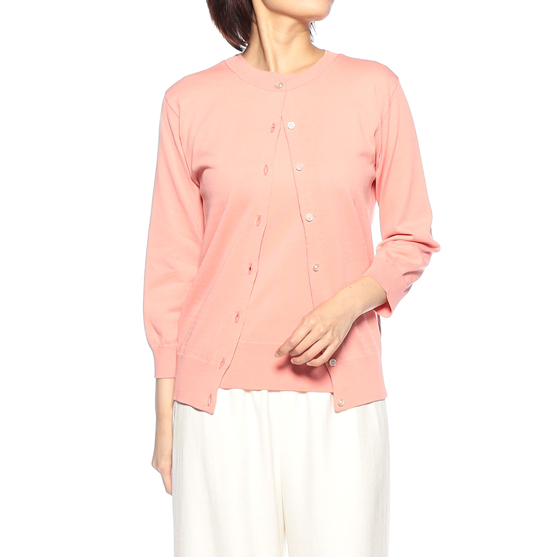 ウォッシャブル コットンニットカーディガン