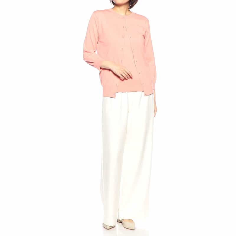 BARNEYS NEW YORK ウォッシャブル コットンニットカーディガン PINK