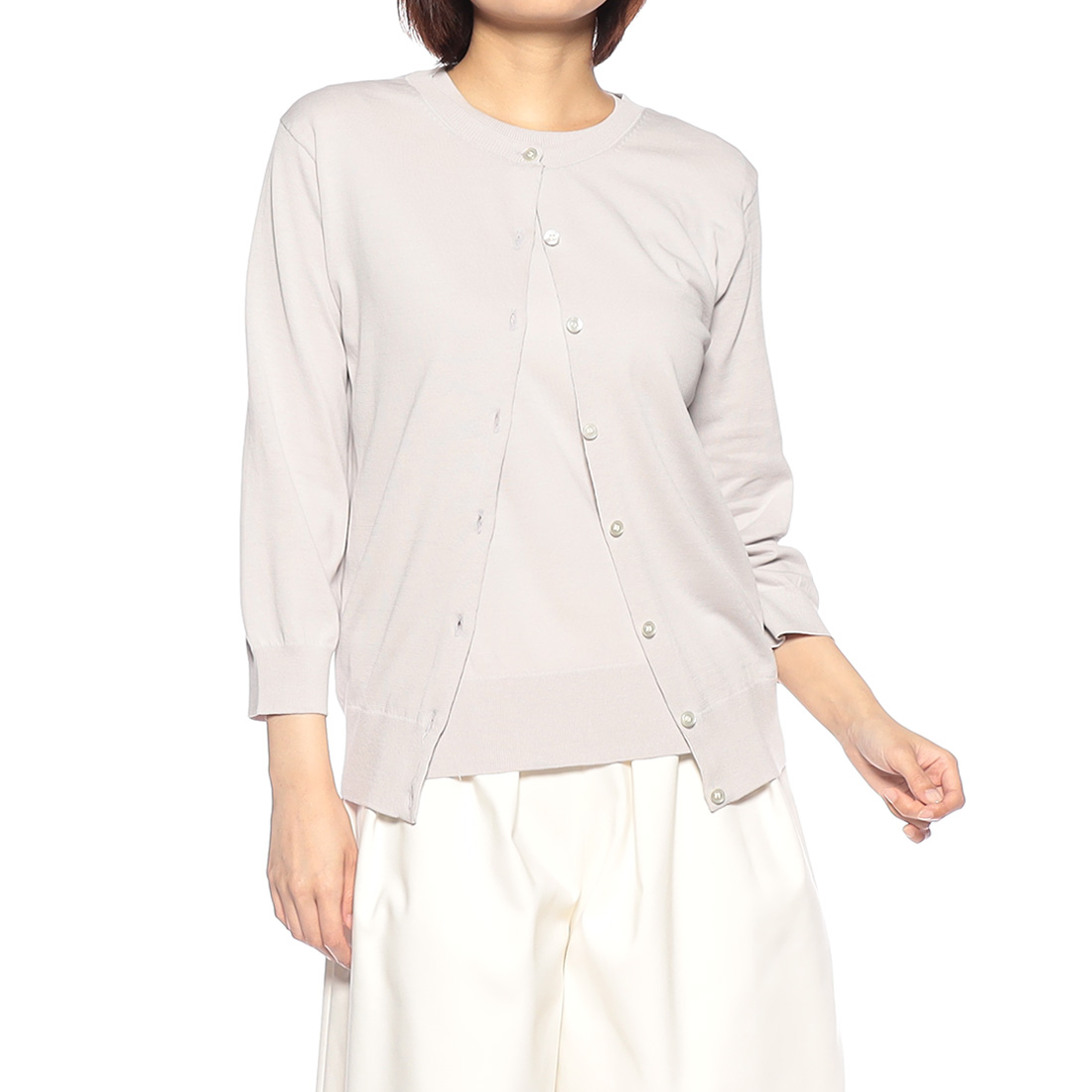 ウォッシャブル コットンニットカーディガン