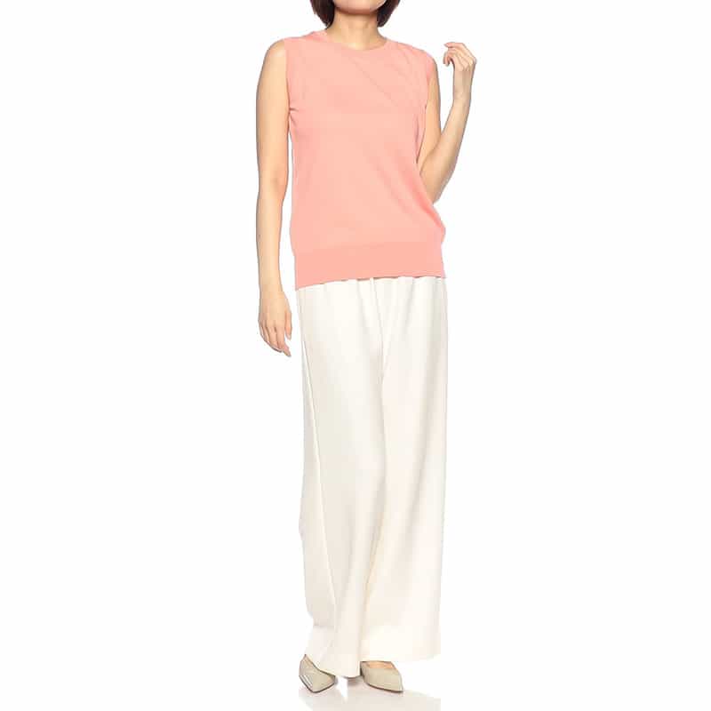 BARNEYS NEW YORK ウォッシャブル コットンニットタンクトップ PINK