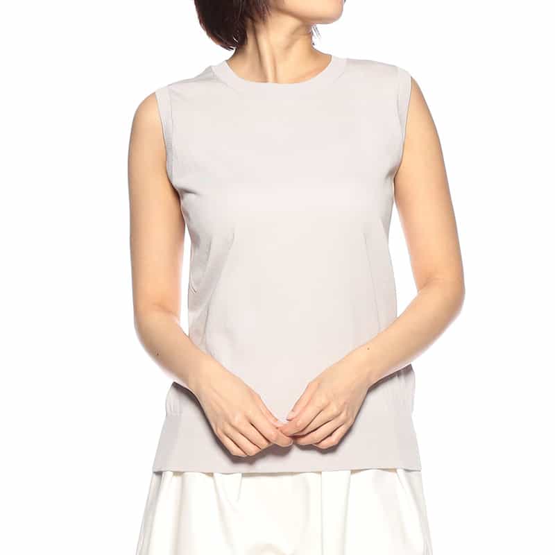 BARNEYS NEW YORK ウォッシャブル コットンニットタンクトップ LIGHT GRAY