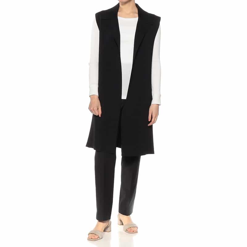 BARNEYS NEW YORK ウォッシャブル ニットロングジレ BLACK