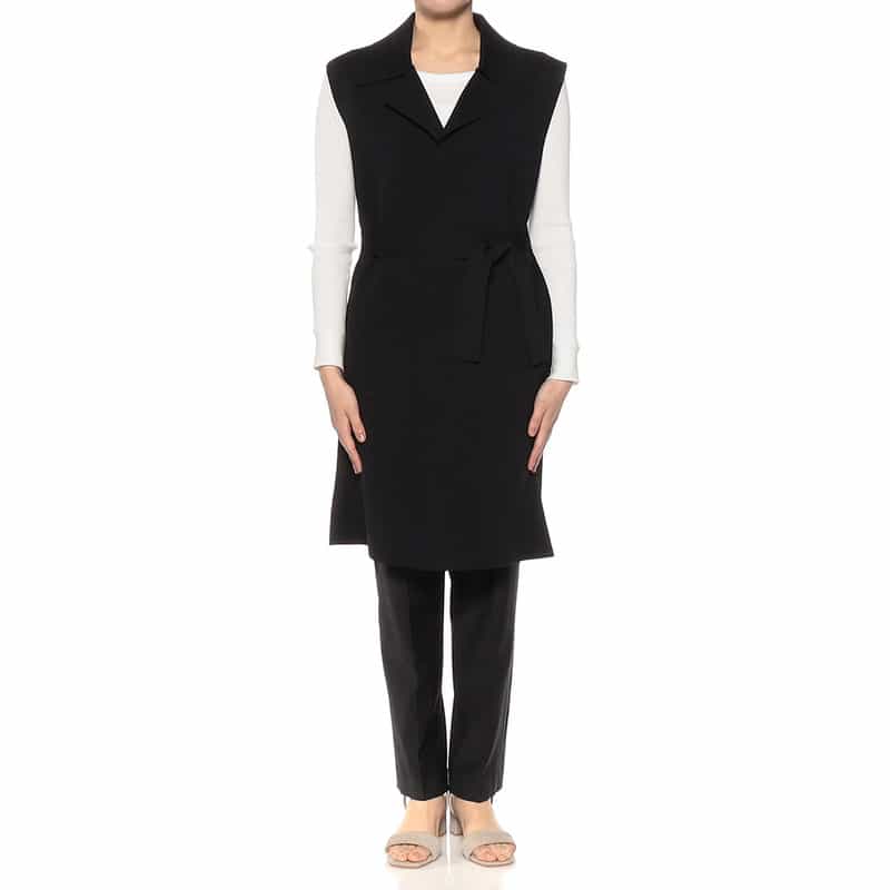 BARNEYS NEW YORK ウォッシャブル ニットロングジレ BLACK