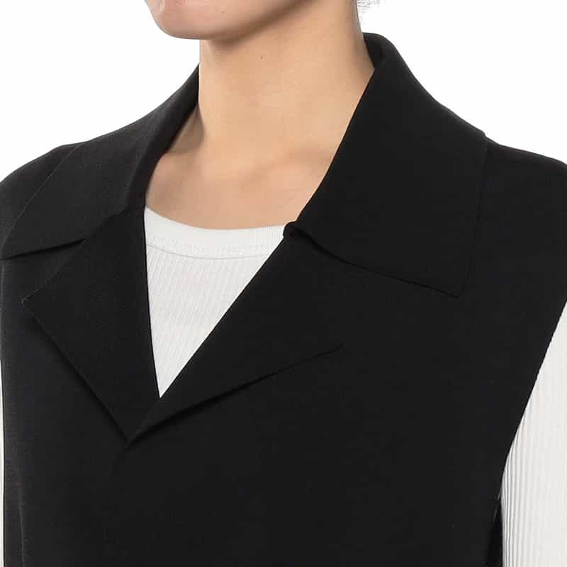 BARNEYS NEW YORK ウォッシャブル ニットロングジレ BLACK