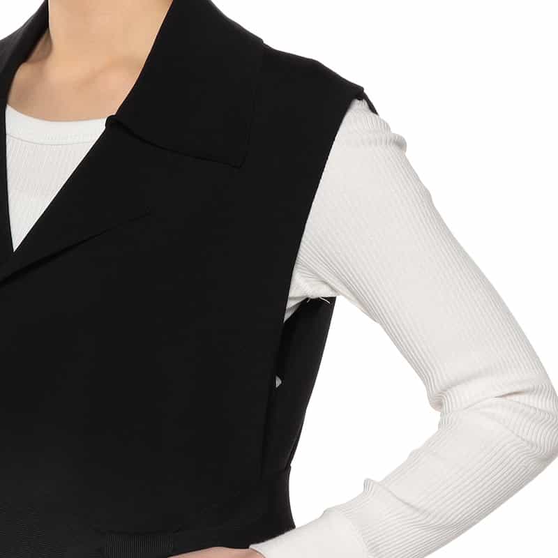 BARNEYS NEW YORK ウォッシャブル ニットロングジレ BLACK