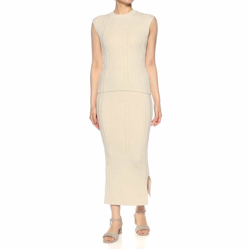 BARNEYS NEW YORK セットアップ ウォッシャブル ニットプルオーバー BEIGE