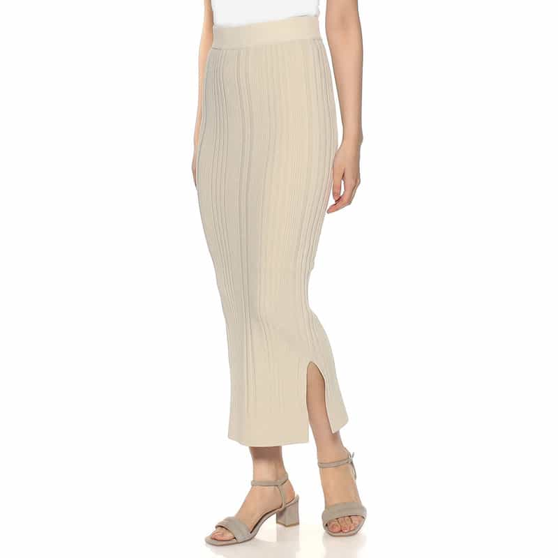 BARNEYS NEW YORK セットアップ ウォッシャブルリブニットスカート BEIGE