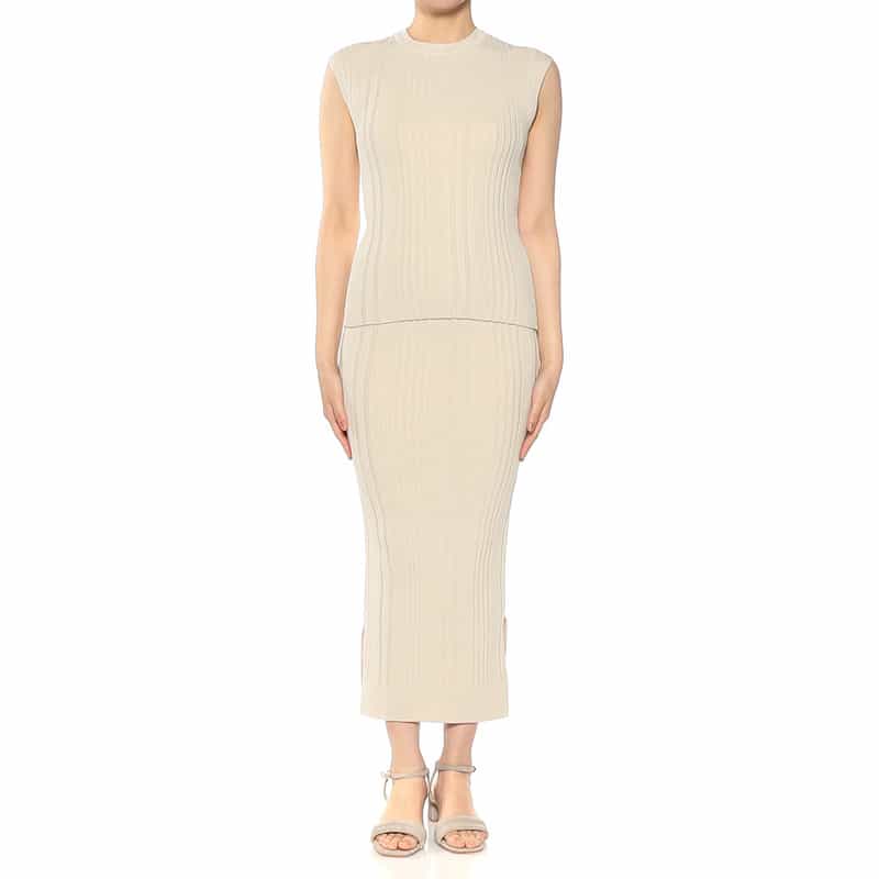 BARNEYS NEW YORK セットアップ ウォッシャブルリブニットスカート BEIGE