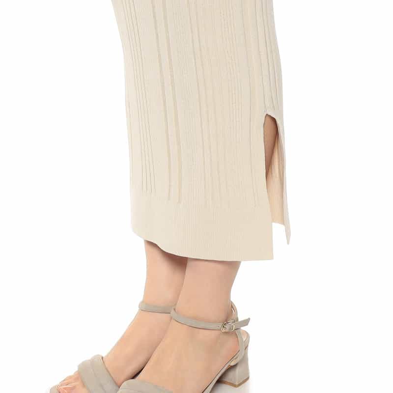 BARNEYS NEW YORK セットアップ ウォッシャブルリブニットスカート BEIGE