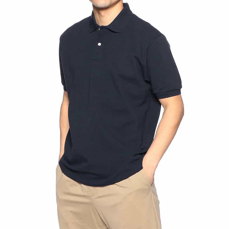 ELACIO 鹿の子ポロシャツ NAVY