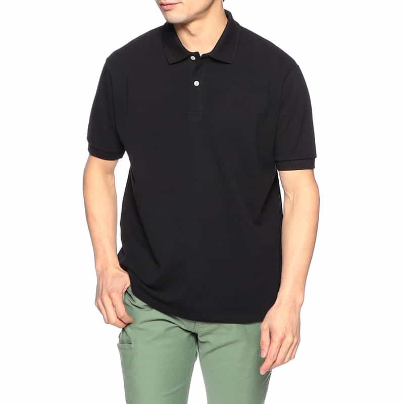 ELACIO 鹿の子ポロシャツ BLACK