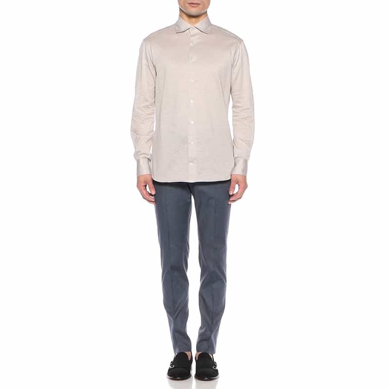 CATARISANO メランジジャージーシャツ BEIGE