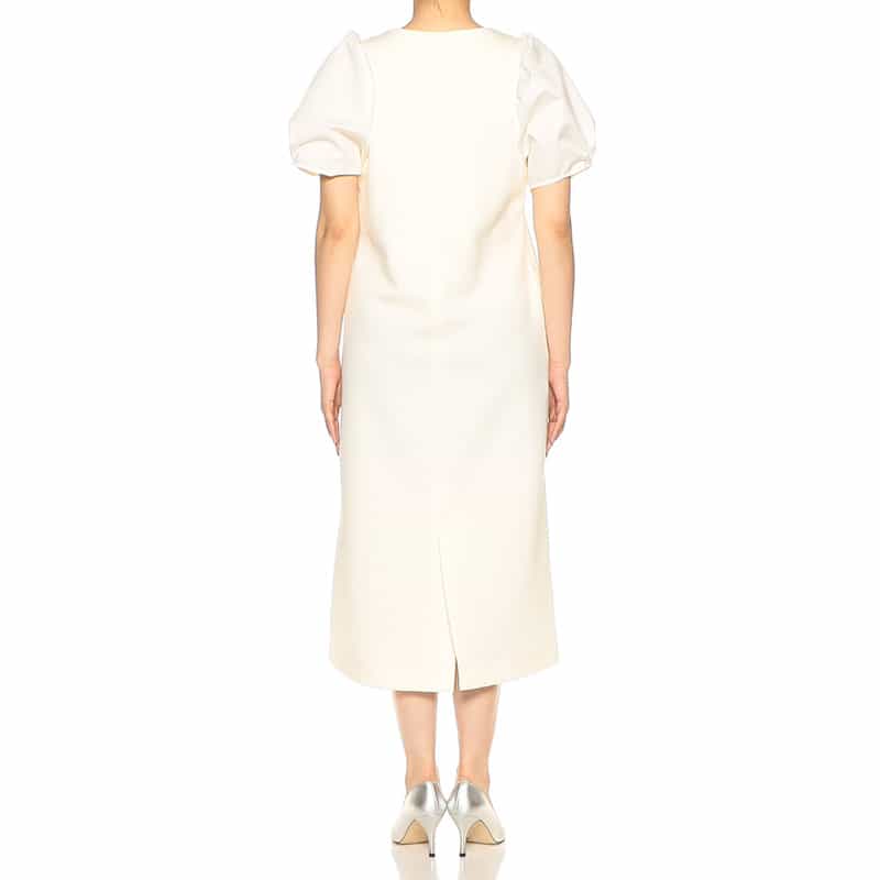 BARNEYS NEW YORK ウォッシャブル ボリュームスリーブドレス IVORY