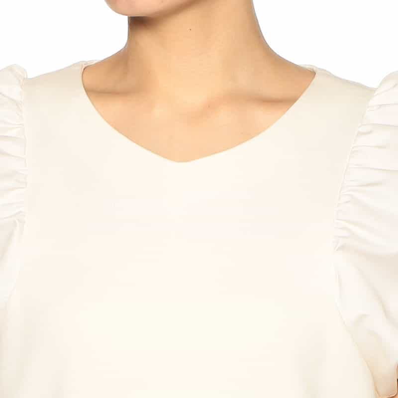 BARNEYS NEW YORK ウォッシャブル ボリュームスリーブドレス IVORY