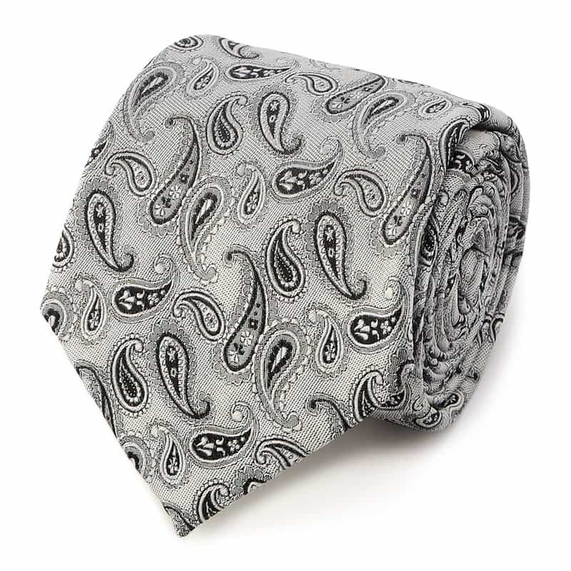 BARNEYS NEW YORK ペイズリー柄タイ SILVER