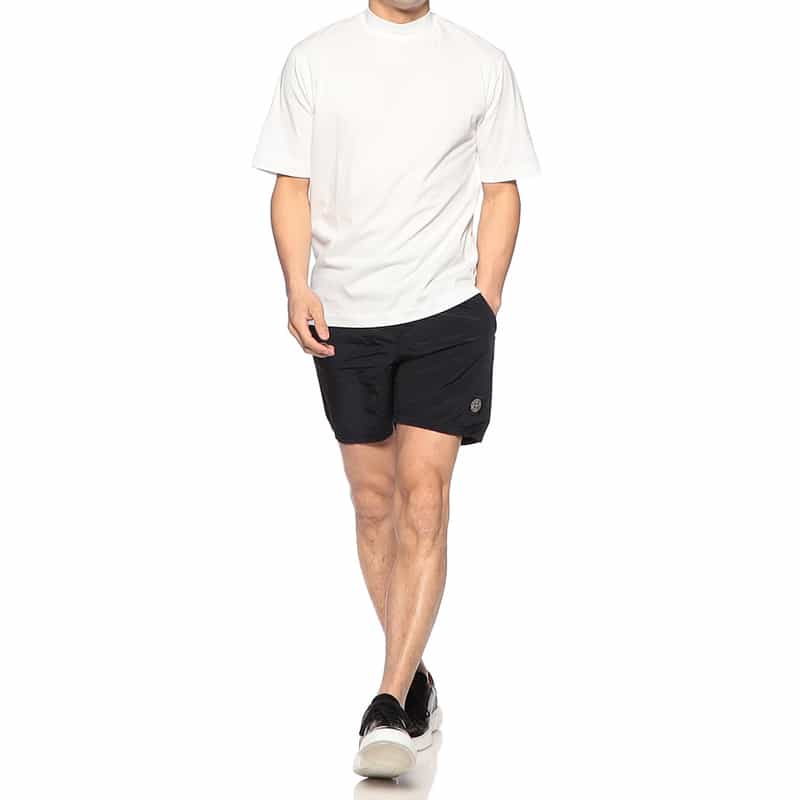 THREE DOTS ニューサンデッドジャージーモックネックTシャツ WHITE