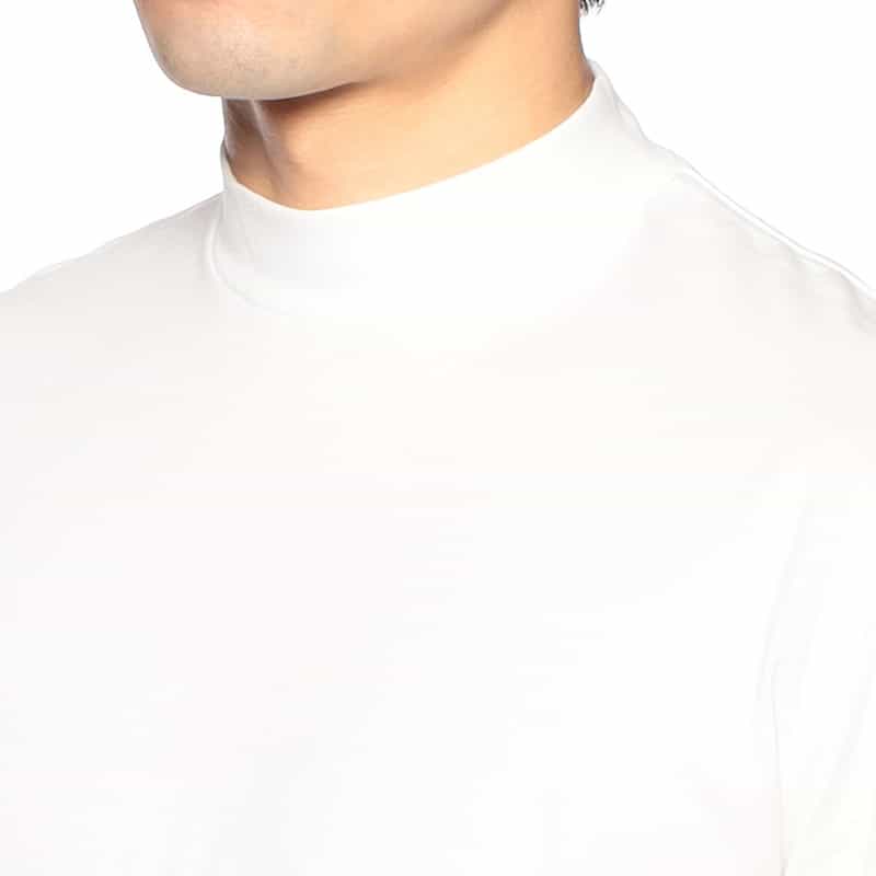 THREE DOTS ニューサンデッドジャージーモックネックTシャツ WHITE