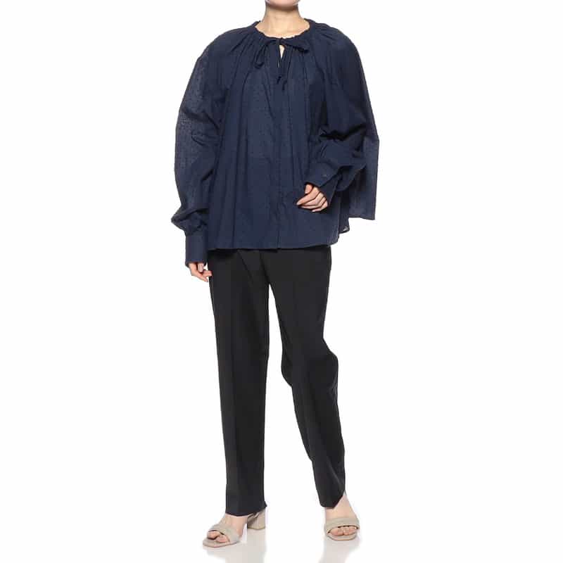 BAGUTTA ドット ネックリボンブラウス BLACK