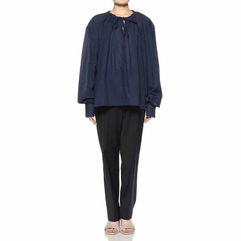 BAGUTTA ドット ネックリボンブラウス BLACK
