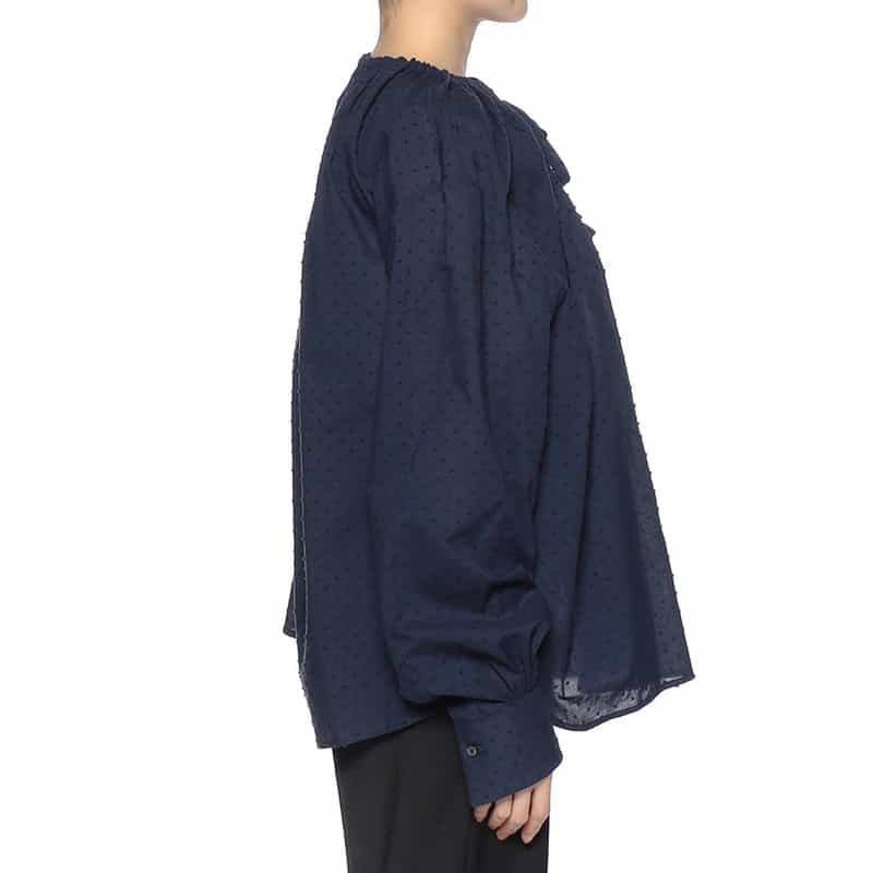 BAGUTTA ドット ネックリボンブラウス BLACK