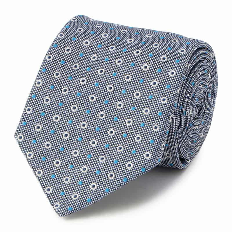 BARNEYS NEW YORK サークルダイヤ柄タイ NAVY