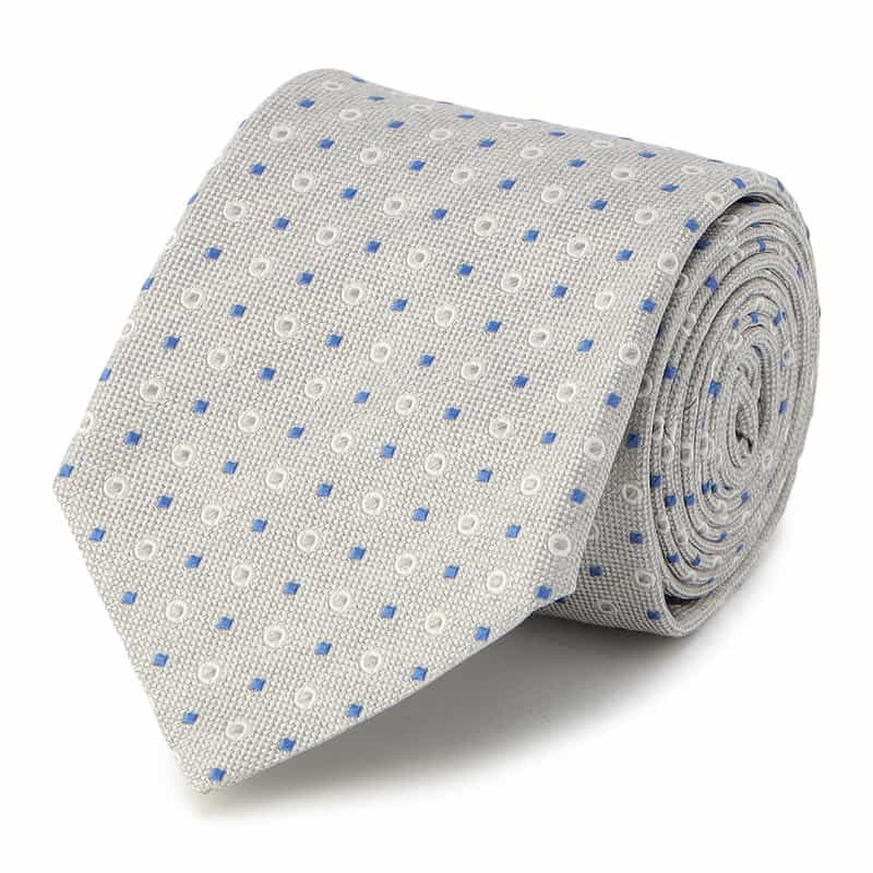 BARNEYS NEW YORK サークルダイヤ柄タイ LIGHT GRAY