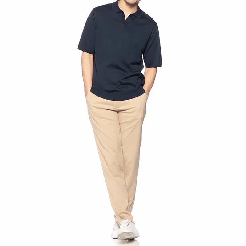 BARNEYS NEW YORK 海島綿スキッパーシャツ NAVY