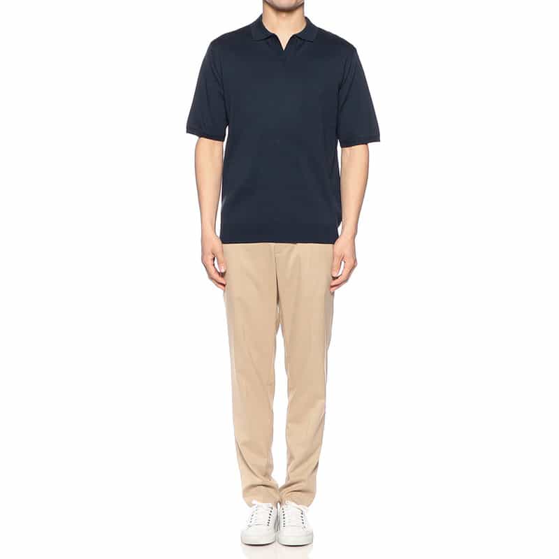 BARNEYS NEW YORK 海島綿スキッパーシャツ NAVY