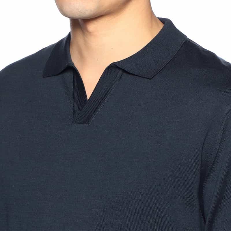 BARNEYS NEW YORK 海島綿スキッパーシャツ NAVY