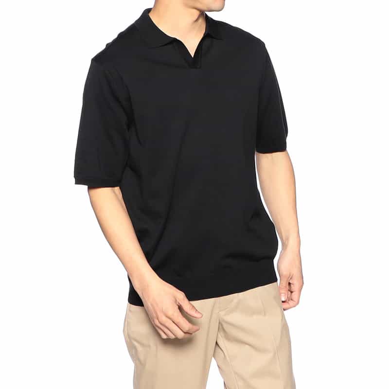 BARNEYS NEW YORK 海島綿スキッパーシャツ BLACK