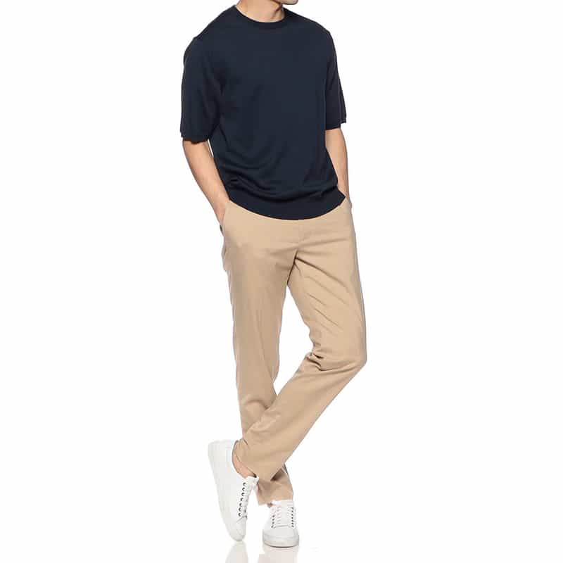 BARNEYS NEW YORK 海島綿ニットTシャツ NAVY