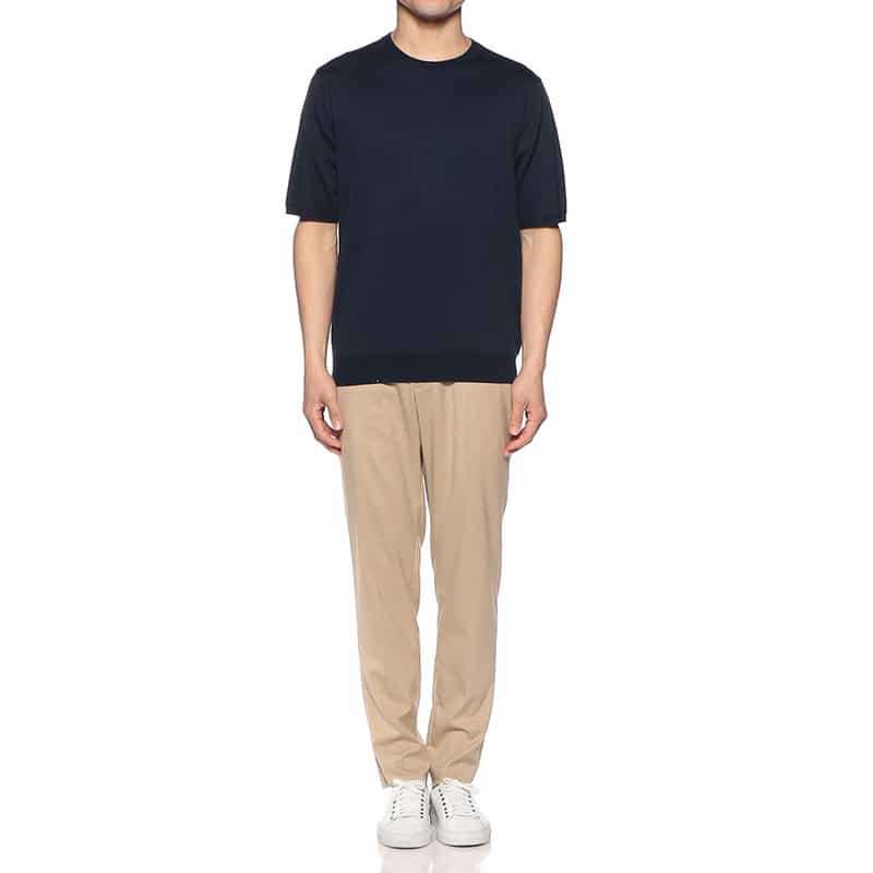 BARNEYS NEW YORK 海島綿ニットTシャツ NAVY