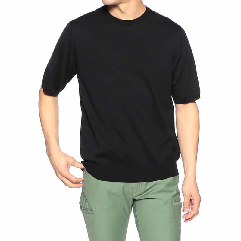 BARNEYS NEW YORK 海島綿ニットTシャツ BLACK