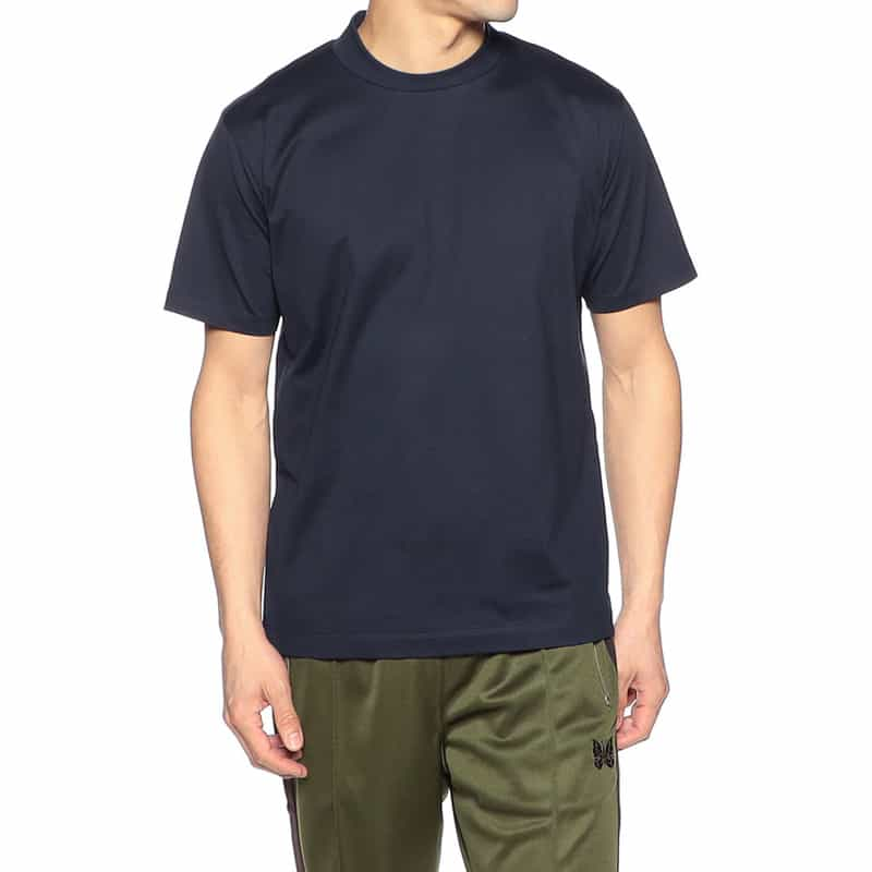 BARNEYS NEW YORK プラチナフェイスコットンスロープネックカットソー NAVY