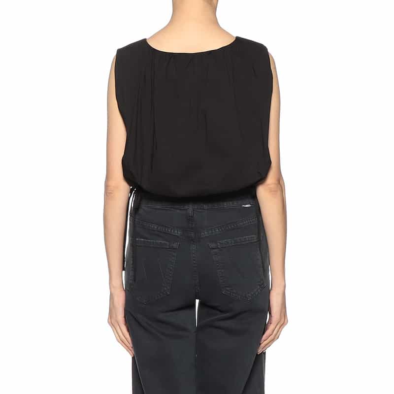 DEVOTION TWINS ノースリーブ ギャザーヘムブラウス BLACK