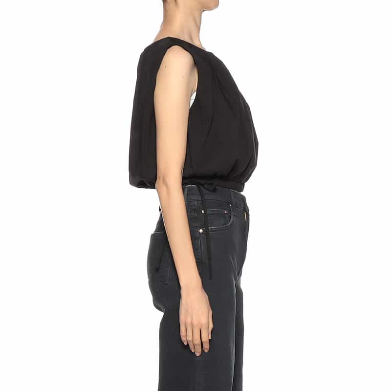 DEVOTION TWINS ノースリーブ ギャザーヘムブラウス BLACK