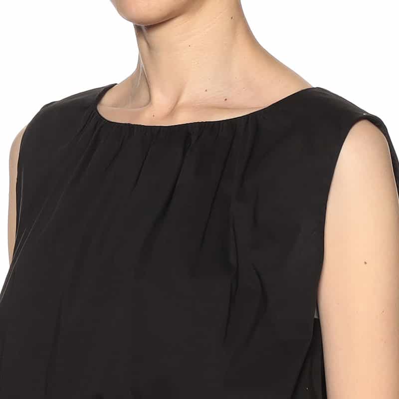 DEVOTION TWINS ノースリーブ ギャザーヘムブラウス BLACK