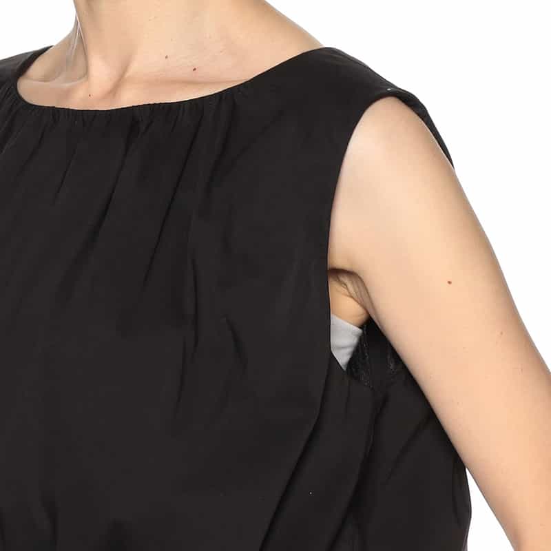 DEVOTION TWINS ノースリーブ ギャザーヘムブラウス BLACK