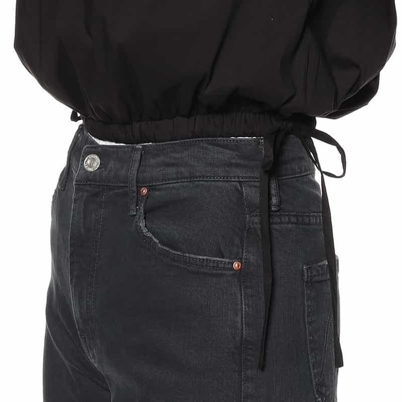 DEVOTION TWINS ノースリーブ ギャザーヘムブラウス BLACK