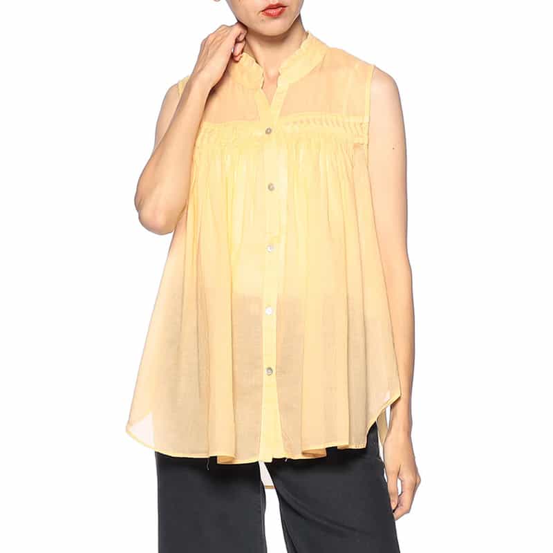 DEVOTION TWINS シアー素材 ノースリーブブラウス LIGHT YELLOW